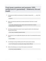 Final (exam questions and answers 100% verified and A+ guaranteed) - Oklahoma Life and Health