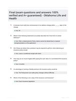 Final (exam questions and answers 100% verified and A+ guaranteed) - Oklahoma Life and Health