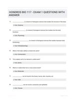 HONDROS BIO 117 - EXAM 1 QUESTIONS WITH ANSWER