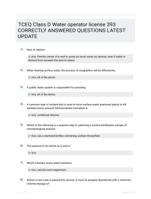 TCEQ Class D Water operator license 393 CORRECTLY ANSWERED QUESTIONS LATEST UPDATE