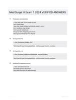 Med Surge III Exam 1 2024 VERIFIED ANSWERS