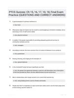 PTCS Quizzes: Ch 15, 16, 17, 10, 18, Final Exam Practice (QUESTIONS AND CORRECT  ANSWERS)