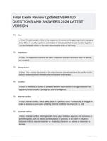 Final Exam Review Updated VERIFIED QUESTIONS AND  ANSWERS 2024 LATEST  VERSION