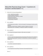 Maryville Pharmacology Exam 1 Questions & Answers 2024(Graded A +).