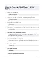 Maryville Pharm NURS 615 Exam 1 STUDY GUIDE