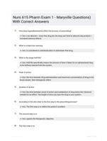 Nurs 615 Pharm Exam 1 - Maryville Questions) With Correct Answers