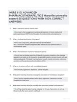 NURS 615: ADVANCED PHARMACOTHERAPEUTICS Maryville university exam 4 55 QUESTIONS  WITH 100% CORRECT  ANSWERS