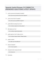 Spanish Useful Phrases 23 CORRECTLY ANSWERED QUESTIONS LATEST UPDATE