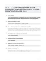 BIOD 121 - Essentials in Nutrition Module 1 EXAM QUESTIONS (88 TERMS) WITH VERIFIED DEFINITIONS UPDATED 2024