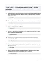 Jailer First Exam Review Questions & Correct Solutions