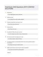 Final Exam 2024 Questions WITH VERIFIED SOLUTIONS