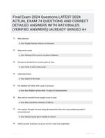 Final Exam 2024 Questions LATEST 2024 ACTUAL EXAM 74 QUESTIONS AND CORRECT DETAILED ANSWERS WITH RATIONALES (VERIFIED ANSWERS) |ALREADY GRADED A+