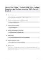 NRSG 1030 EXAM 7 (Latest 2024/ 2024 Update) Questions and Verified Answers| 100% Correct| Grade A