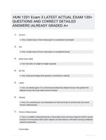 HUN 1201 Exam 3 LATEST  ACTUAL EXAM 130+ QUESTIONS AND CORRECT DETAILED ANSWERS  |ALREADY GRADED A+