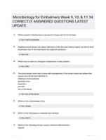 Microbiology for Embalmers Week 9, 10, & 11 34 CORRECTLY ANSWERED QUESTIONS LATEST UPDATE