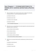 Quiz Chapters 1 - 15 EXAM QUESTIONS (216 TERMS) WITH VERIFIED DEFINITIONS UPDATED 2024
