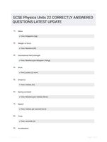 GCSE Physics Units 22 CORRECTLY ANSWERED QUESTIONS LATEST UPDATE