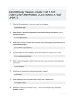 Cosmetology Hawaii License Test 5 133 CORRECTLY ANSWERED QUESTIONS LATEST UPDATE