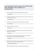 Cosmetology Hawaii License Test QUESTIONS AND ANSWERS 100% VERIFIED A+ GUARANTEED