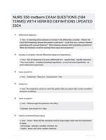 NURS 550 midterm EXAM QUESTIONS (184 TERMS) WITH VERIFIED DEFINITIONS UPDATED 2024