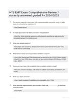 NYS EMT Exam Comprehensive Review 1 correctly answered graded A+ 2024/2025