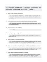 FAA Private Pilot Exam Questions Questions and Answers- Greenville Technical College