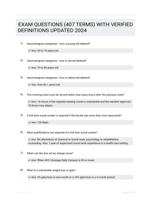 EXAM QUESTIONS (407 TERMS) WITH VERIFIED DEFINITIONS UPDATED 2024