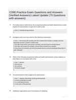 CORE Practice Exam Questions and Answers (Verified Answers) Latest Update  (75 Questions with answers)