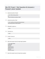 Bio 201 Exam 1 Set Question & Answers | Passed Latest  Update