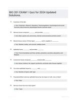 BIO 201 EXAM 1 Quiz for 2024 Updated Solutions.