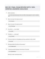 BIO 201 FINAL EXAM REVIEW WITH 100%  VERIFIED ANSWERS  2024/2025