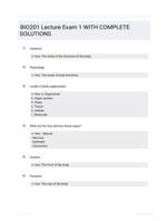 BIO201 Lecture Exam 1 WITH COMPLETE SOLUTIONS