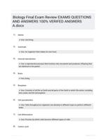 Biology Final Exam Review EXAMS  QUESTIONS AND ANSWERS 100% VERIFED ANSWERS A.docx
