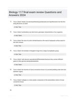 Biology 117 final exam review Questions and Answers 2024