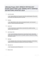 Ultimate Praxis 5331 SPEECH PATHOLOGY EXAM QUESTIONS (256 TERMS) WITH VERIFIED DEFINITIONS UPDATED 2024