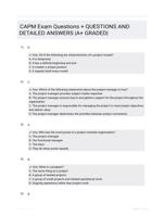 CAPM Exam Questions +  QUESTIONS AND DETAILED ANSWERS |A+ GRADED|