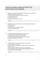 Travel Counsellor EXAM 38 PRACTICE QUESTIONS AND ANSWER