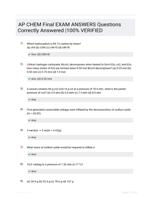 AP CHEM Final EXAM ANSWERS Questions Correctly  Answered |100% VERIFIED
