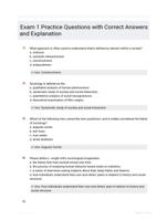 Exam 1 Practice Questions with Correct Answers and Explanation