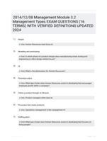 2014/12/08 Management Module 3.2 Management Types EXAM QUESTIONS (16 TERMS) WITH VERIFIED DEFINITIONS UPDATED 2024