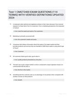Test 1 CMGT2400 EXAM QUESTIONS (114 TERMS) WITH VERIFIED DEFINITIONS UPDATED 2024