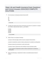 State Life and Health Insurance Exam Questions and Correct Answers  2024/2025 COMPLETE SOLUTIONS