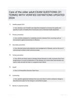Care of the older adult EXAM QUESTIONS (31 TERMS) WITH VERIFIED DEFINITIONS UPDATED 2024