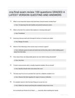 cna final exam review 100 questions GRADED A LATEST  VERSION QUESTINS AND ANSWERS