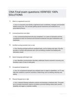 CNA Final exam questions VERIFIED 100% SOLUTIONS