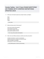 Hunter Safety - Unit 2 Quiz EXAM QUESTIONS (20 TERMS) WITH VERIFIED DEFINITIONS UPDATED 2024