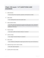 Chem 103 exam 1 47 QUESTIONS AND ANSWERS