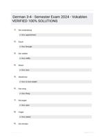 German 3-4 - Semester Exam 2024 - Vokablen VERIFIED 100% SOLUTIONS