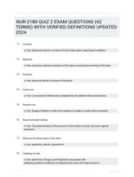 NUR-2180 QUIZ 2 EXAM QUESTIONS (42 TERMS) WITH VERIFIED DEFINITIONS UPDATED 2024