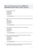 NUR 141 Pharma Test 4 261 CORRECTLY ANSWERED QUESTIONS LATEST UPDATE